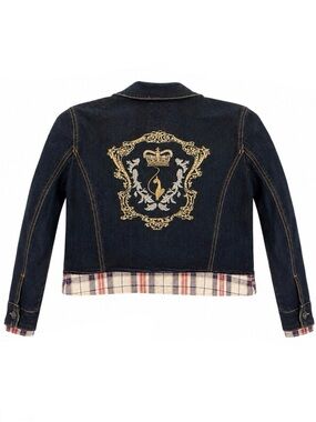 Baby Phat Dark Blue Denim Jacket with Gold Embroidered Crest- Size XL